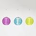 3 Solar Hanging Nylon Lanterns, Tropic Pink, Blue, and Yellow, 12