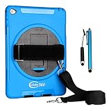 Cellular360 Shockproof Case for iPad Air 2 2014, Car Headrest Mount Case with 360 Degree Swivel Stand, Adjustable Handle and Shoulder Strap (Blue)