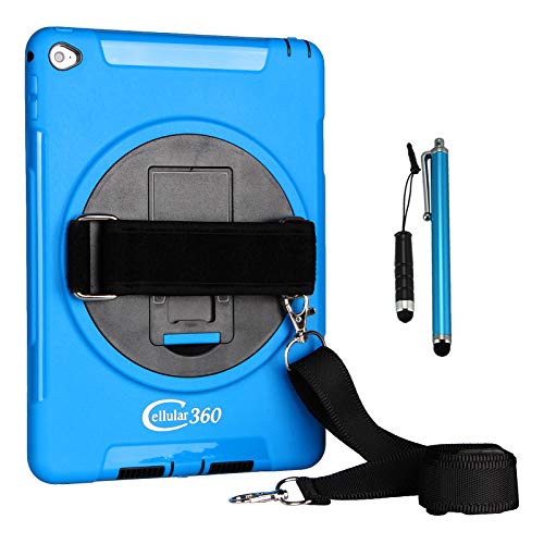 Cellular360 Shockproof Case for iPad Air 2 2014, Car Headrest Mount Case with 360 Degree Swivel Stand, Adjustable Handle and Shoulder Strap (Blue)