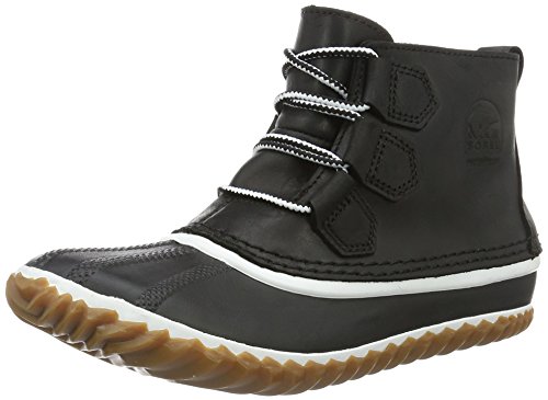 SOREL Women's Out N About Leather Snow Boot, Black,12 M US