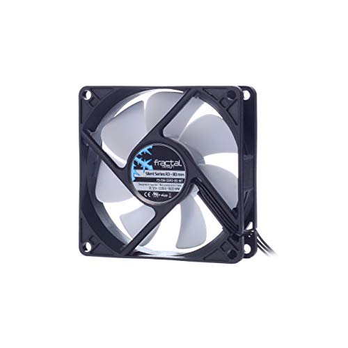 Fractal Design Silent Series R3 White - Stille computerventilator - Geoptimaliseerd voor stille werking - 80 mm - Rotatiesnelheid 1600 RPM - Zwarte lintkabel - Geweerlagers - 12v - Zwart/Wit (enkel)