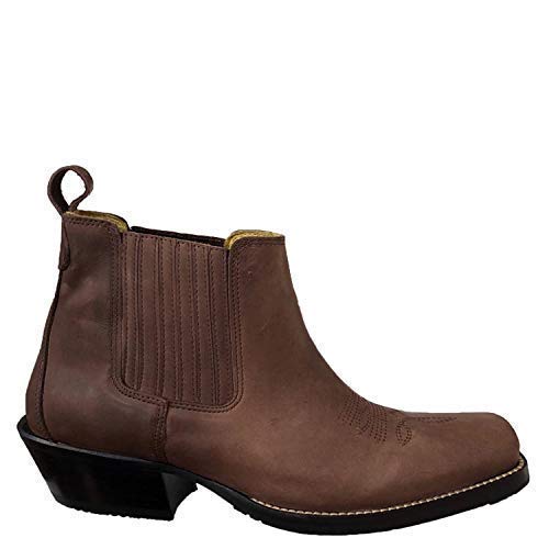 Brunello's Silverado Men's Western Ankle Harness Boot in Camel Fossil