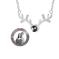 Bon Soir Personalized 100 Languages I Love You Projection Necklace Charm Rose Gold Elk Antler Pendant