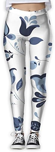 IIYAGZUUIA Blue Gzhel Women's Yoga Pants Sports Fitness Pants Large