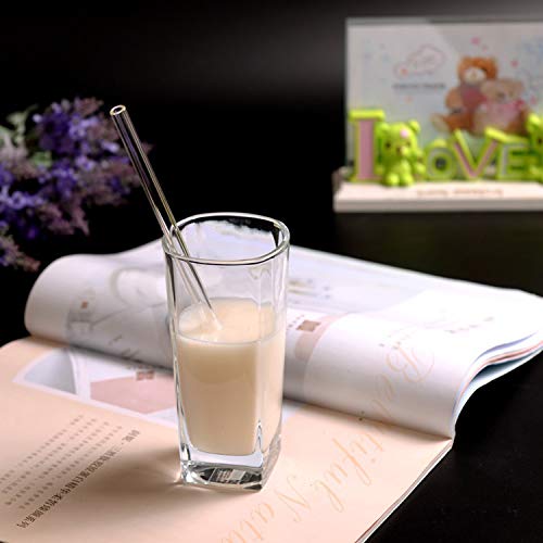 MIXIAO Glas Strohhalme 21.5 cm Transparent Trinkhalm - 12 Stück gerade - Wiederverwendbare Glas Trinkhalme + 4… – Bild 4