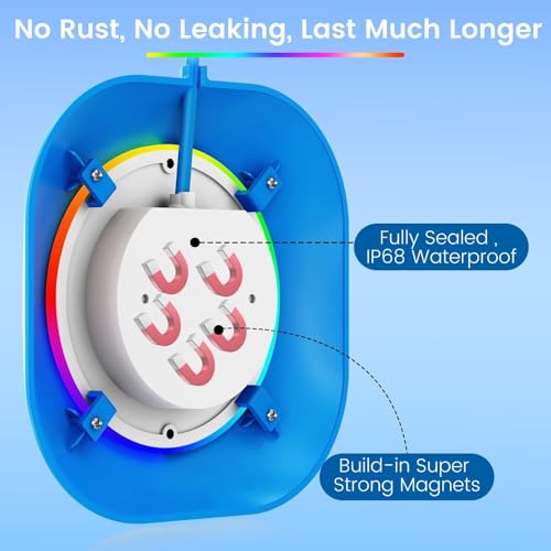LyLmLe 20 W LED Lights for Pools, 12 V Smart LED Submersible Swimming Pool Lights with APP Control, Dimmable 800 lm, Timer, IP68 Waterproof Magnetic Piscinas Floodlight with 8 m Cable for Pools in Ground