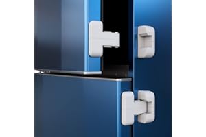 HEOATH 2 Pack Upgrade Child Proof Refrigerator Fridge Freezer Door Lock, Can be Installed on Slopes and Max 1" (25mm) Sealing Strip for Toddlers and Kids, no Tools Need or Drill (White)