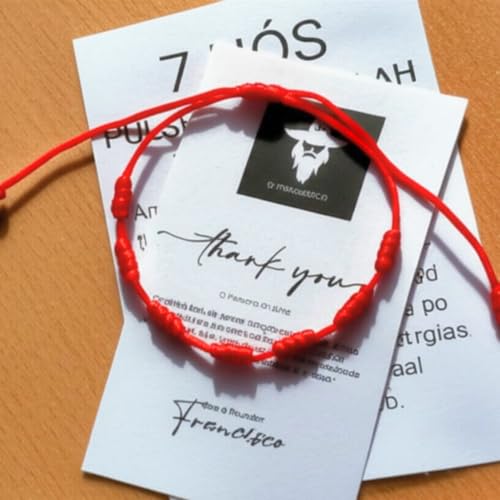 Kit 2 Pulseira Kabbalah 7 Nós Vermelha Ajustável de 15 a 25cm O Francisco Original