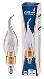 Hyperikon® LED Candle 3-Watt (30-Watt), Flame Tip Chandelier Bulb, Gold Housing, Candelabra Base (E12), 2700K (Warm Glow®), 340°-Beam Angle, Dimmable, UL-Listed