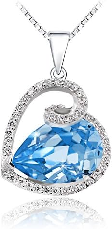 JOLICE Forever in My Heart Blue Pendant Necklace Swarovski Elements Crystal Sapphire 18 inches Chain