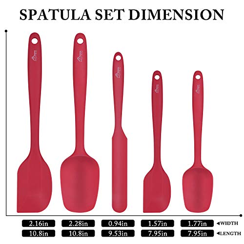 HOTEC Food Grade Silicone Rubber Spatula Set for Baking, Cooking, and Mixing High Heat Resistant