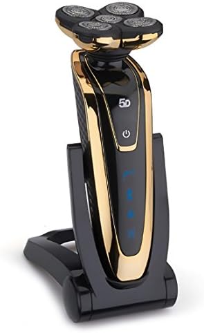 Shaver, LEDTEEM Five Floating Cutting Heads Electric Shaver Rechargeable Waterproof Rotary Shaving Razor with Pop-up Trimmer and Two Kinds of Charging for Men (Black/Golden)