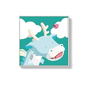 Framed Canvas Wall Art for Living Room, Bedroom Cute Cartoon Animals Canvas Prints for Home Decoration Ready to Hanging - 16x16 inches
