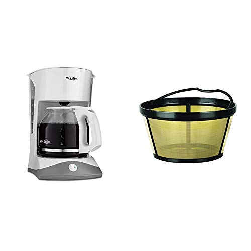 Coffee 12-Cup Manual Coffee Maker, White Basket-Style Gold