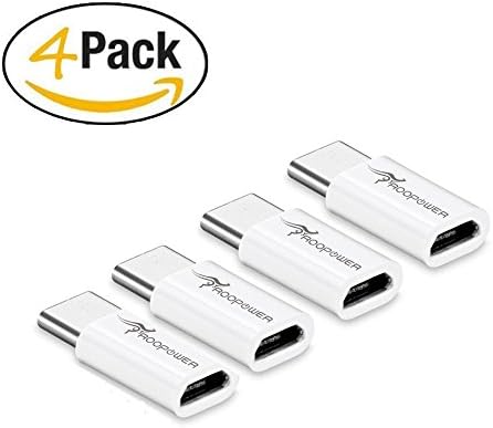 USB-C Adapter [4 Pack ], Roopower Type C to Micro USB Adapter Charge and Data Sync Converter Cable Connector for Google Pixel, Nexus 5X, 6P, LG G5,V10, V20, OnePlus 3, Lumia 950 XL and More - White