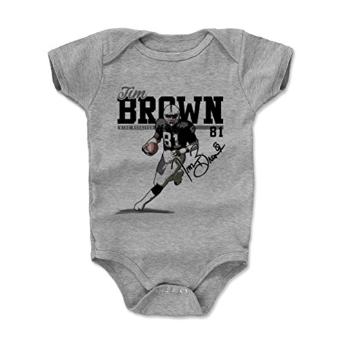 500 LEVEL Tim Brown Baby Clothes, Onesie, Creeper, Bodysuit 18-24 Months Heather Gray - Vintage Oakland Football Baby Clothes - Tim Brown Play K