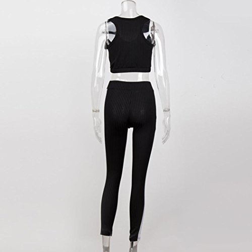Hot!Todaies 2Pcs Women Tracksuit Sweatshirt Pants Sets Sport Sleeveless Wear Casual Suit (M, Black) - Thumbnail 3