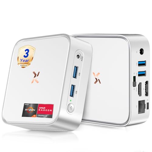 Huidun H80 Mini PC Win-11 Pro AMD Ryzen 5 (Beats 4300U/3300U/N150/N95, Up to 3.7 GHz) 16GB RAM 512GB SSD Mini Computers, HDMI+DP+USB 3.2丨4K@60Hz UHD丨WiFi+BT丨Video Editing & Graphic Design丨Silver