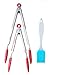 Premium 9½ and 12-Inch Stainless Steel Tongs Set With Silicone Handle & Ends + Bonus Silicone Brush - KitchenInstrument Brand