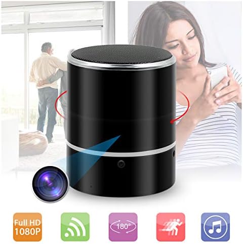 XSJQ Bluetooth Speaker WiFi Hidden Camera,1080P WiFi HD Spy Cam Bluetooth Music Player Wireless Mini Camera Rotate 180° Video Recorder Motion Detection Real-Time View Nanny Cam