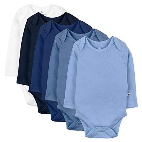 HonestBaby Organic Cotton Long Sleeve Bodysuits Multi Pack, 5 Pack Ombre Blues, 3-6 Months at Amazon