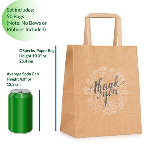 OSpecks 50 Pcs Medium Thank You Gift Bags Bulk with Handle (No Bow or