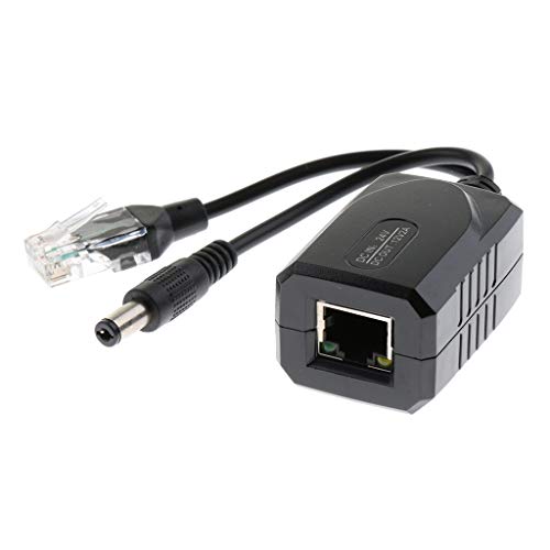 Baosity 2Piece 24V to 12V Power Over Ethernet Active POE Injector Splitter Adapter Cable Black