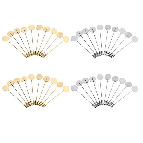 Lind Kitchen 20pcs Round Tray Brooch Pin Stick 15x76mm Stainless Steel DIY Handmade Dress Costume Jewelry Making Accessories Safety Brooch Lapel Pins (Silver) - Thumbnail 6