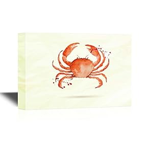 Seafood Canvas Wall Art - Watercolor Crab - Gallery Wrap Modern Home Art | Ready to Hang - 12x18 inches
