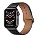 KYISGOS Compatible with iWatch Band 44mm 42mm, Genuine Leather Replacement Band Strap Compatible with Apple Watch Series 5 4 3 2 1 42mm 44mm, Black