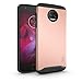 TUDIA DualShield Designed for Moto Z2 Force Case, [Merge] Dual Layer Slim Hard Matte Back Heavy Duty Case for Motorola Moto Z2 Force (Rose Gold)