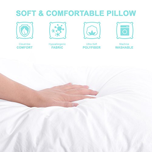 Pillow for Sleeping, 100% Cotton and Super Soft Plush Fiber Fill,Hypoallergenic & Dust Mite Resistant, Five-Star Hotel Collection Bedding Pillows, Standard 20’’x 26’’(Snow-white, 2 Pack)