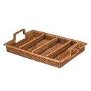 KOUBOO Rattan Silverware Organizer and Tray, Honey Brown