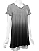 Lock and Love WT1085 Womens Dip Dye V Neck Short Sleeve Pleats Tunic Top XXXL BLACK