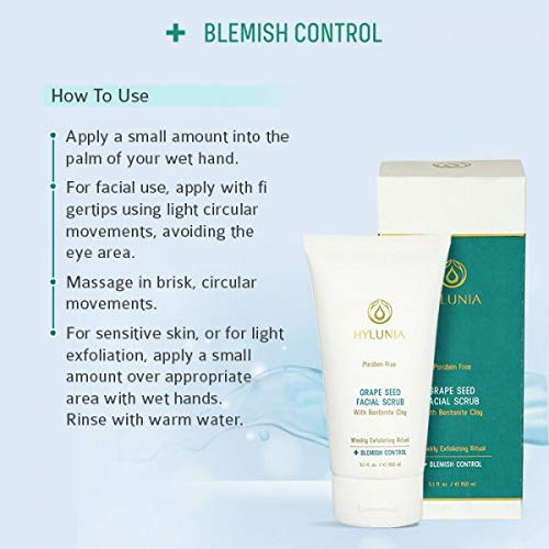 Hylunia Grape Seed Facial Scrub 5.1 fl oz AntiAging Lemon
