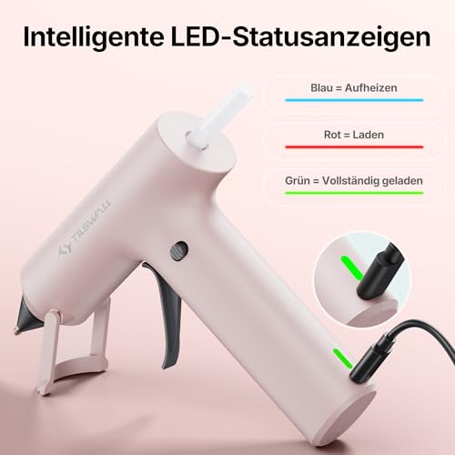 Tilswall Wireless Hot Glue Gun, Fast Preheating, Mini Hot Glue Gun with Built-in 2000mAh Battery, 20 Premium Glue Sticks, Mini Hot Glue Gun for Crafts, DIY, Repairs Pink