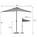 Sundale Outdoor 9 Feet Steel Half Umbrella Table Market Patio Umbrella with Crank and Strap for Garden, Deck, Backyard, Pool, 5 Steel Ribs, 100% Polyester Canopy (Red)