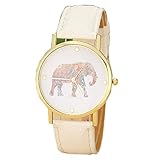 Christmas Gift for Women, Orangesky Elephant Printing Pattern Leather Watch