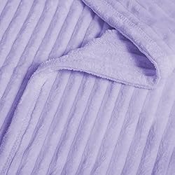 Vessia Flannel Fleece Striped Bed Blanket Twin