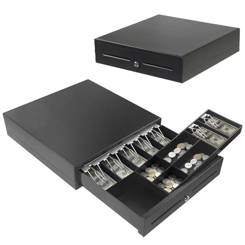 DMG Professional Cash Register with 7 Bill & 4 Coin Compartments - 3-Position Lock System, SPCC Steel & High-Strength Plastic, Removable Coin Trays & RJ11 Port for Receipt Printer