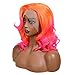 Wiginway Orange Pink Synthetic Lace Front Wig With Side Parting 14 Inch Drag Queen Wavy Wig Ombre Short Bob Wigs For Black Women
