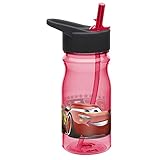 Zak Designs Cars 3 Lightning McQueen 16 Ounce Reusable Plastic Water Bottle Leak Proof BPA Free
