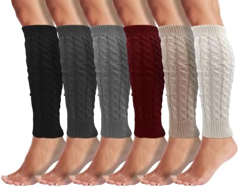 Leg Warmers for Women, Pairs Knee High Cable Knit Warm Thermal