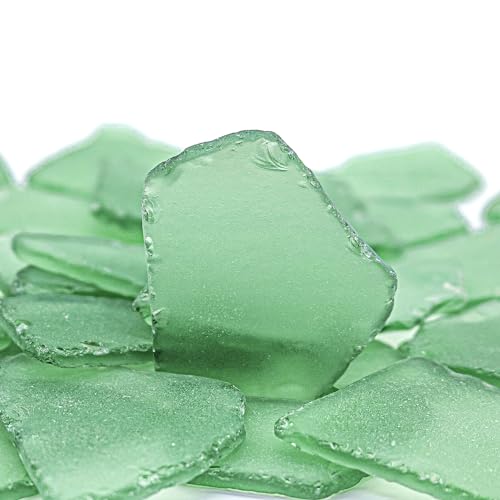 Tumbled Sea Glass 31oz - Frosted Crafting Gems for Christmas Tree Decor, Wreath DIY & Vase Filler | Beach Glass Pieces for Holiday Crafts and Home Décor(Light Green)