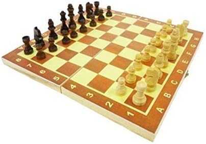 WireScorts Jumbo Biggest Folding Strong Wooden Chess Board with White & Brown Wooden Coins. 10 X 10 inch