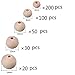 Amaney 400pcs 6mm-14mm Unfinished Wood Beads Assorted Natural Round Ball Loose Solid Wooden Spacer Beads for Crafts DIY Handmade Jewelry Making Bracelet Garland Hair
