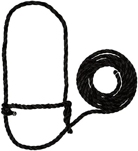 Weaver Leather 1/2" Calf Poly Rope Halter with 7' Long Lead. Fits up to 200 lbs (Black)