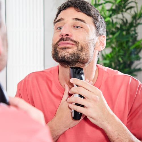 Remington Barttrimmer Herren [selbstschärf. Keramik Klingen/0,4-18mm] Bartschneider Set (Einstellrad mit 9 Längeneinstellungen ab 1,5mm, Netz-/Akkubetrieb, LED Ladeanzeige, Langhaarschneider) MB320C 10