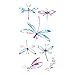 Set of 5 Waterproof Temporary Fake Tattoo Stickers Blue Pink Dragonfly Design