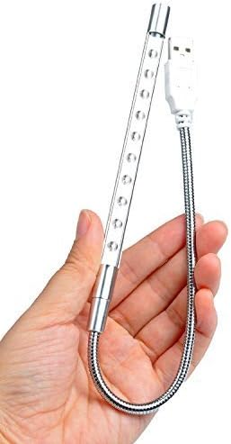 10 LED Bright Flexible USB Light With On / Off Touch Switch - Best for Reading, Working, Studying &amp; Camping More - Silver